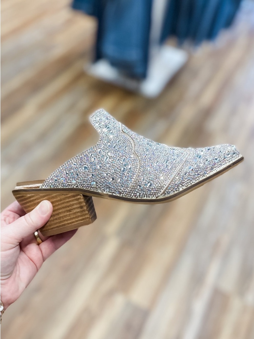 Corkys Footwear Clear Rhinestone Tex Mex Western Mule